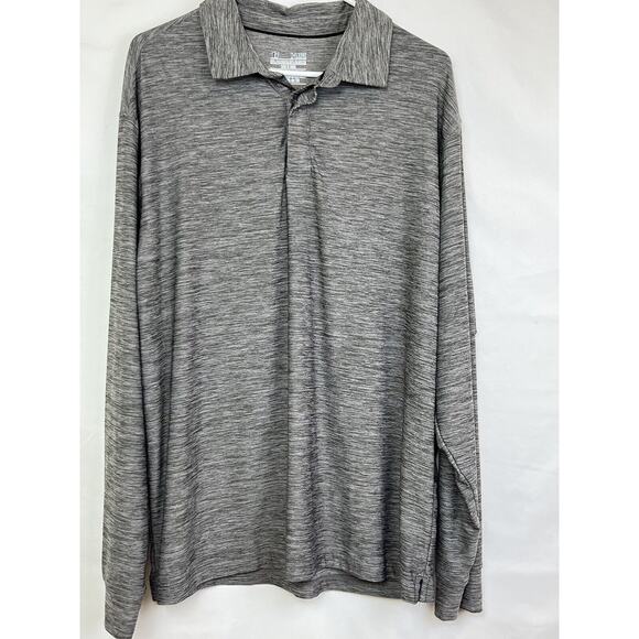 Under Armour Men's Size XL Black/Gray Long Sleeve 3 Button Knit Polo Shirt - Picture 1 of 6